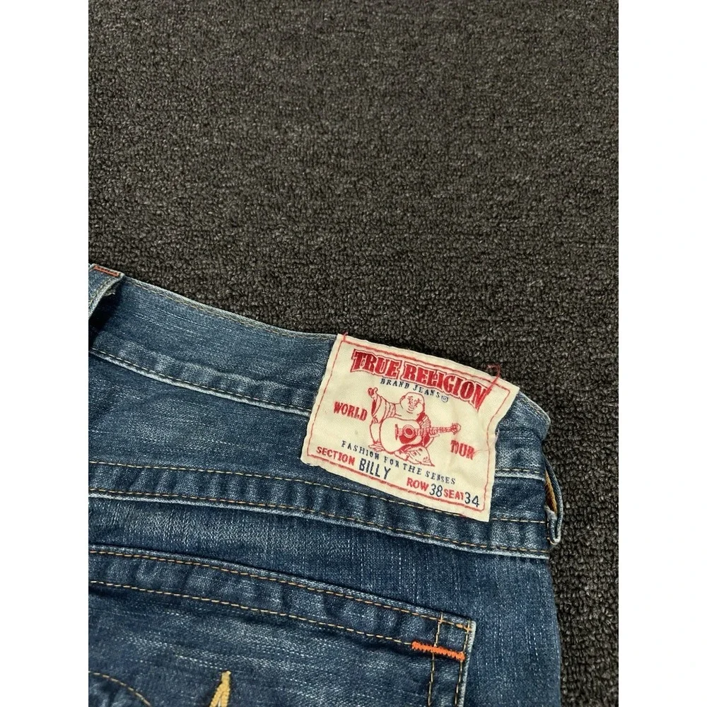 Vintage True Religion Billy Jeans Men 38x34 (Fits 41x35) Embroidered Hip Hop USA